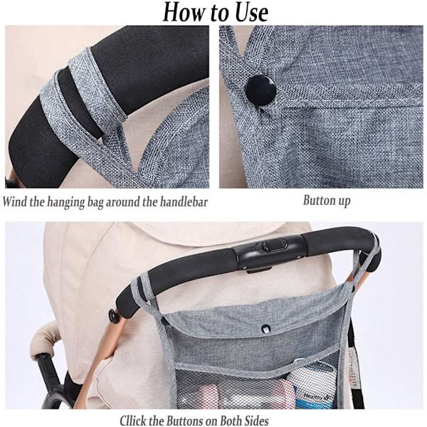 Barnevogn Mesh Bag (Svart), 34 x 30cm, Universal Baby Stroller Net
