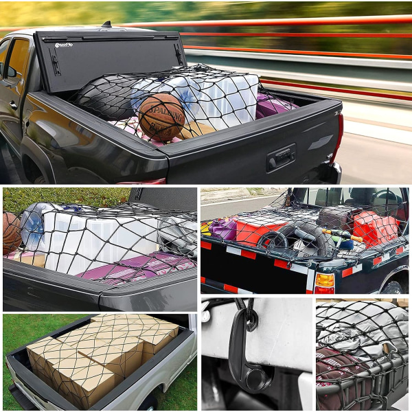 Bungee Trunk Storage Net - Høj Elastisk Motorcykel Bagagerumsnet med 12 Universelle ABS Kroge - Universelt Biltilbehør Rejsebagagenet 120x90cm