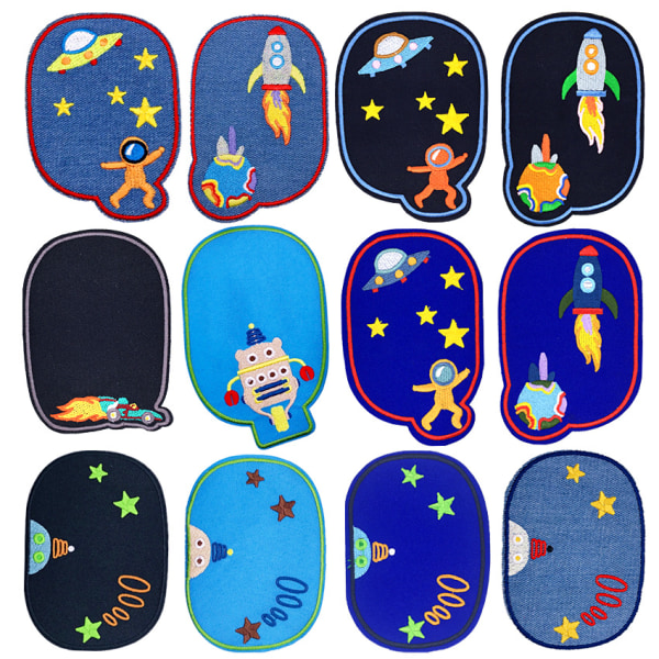 A pack of 12 embroidered labels cosmic planet series stickers emb