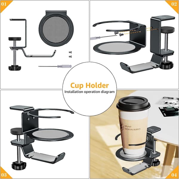 Skrivebordskoppholder, 2 i 1 justerbar metall PC spillkoppholder