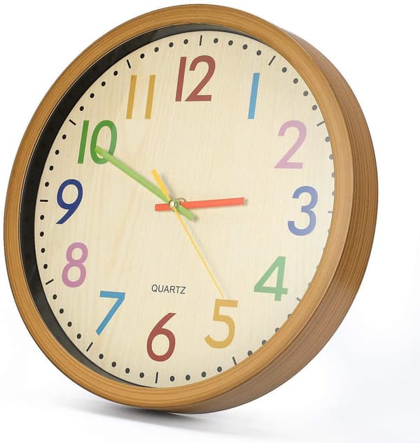 Väggklocka för barn, 12 tum/30 cm barnväggklocka