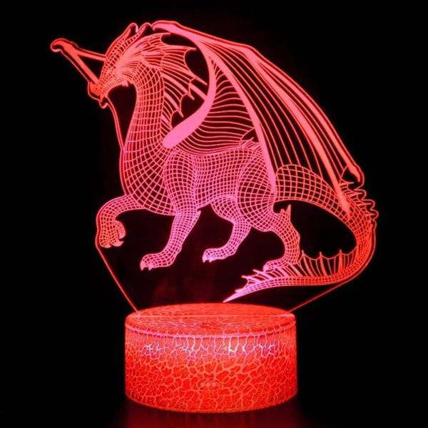 Dragon Night Light för barn, 3D Dinosaur Illusion-lampa, barn