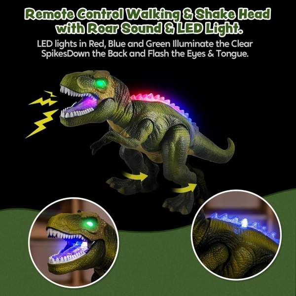 LED-lys Brun Fjernbetjening Dinosaurer går og brøler Realistisk