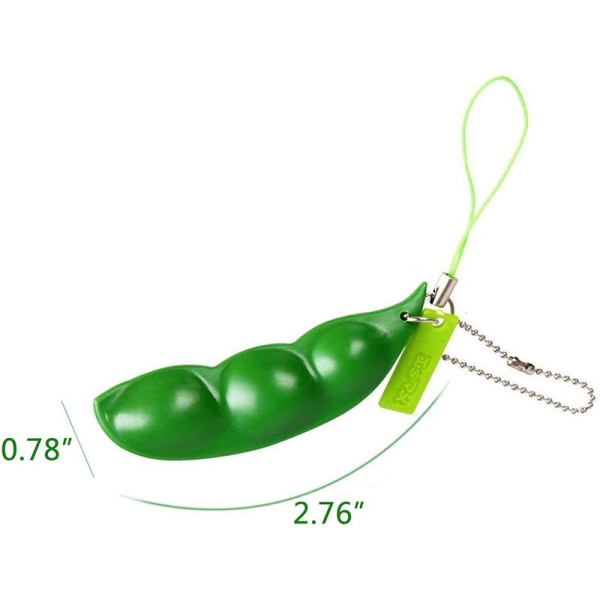 6 stk. Fidget-legetøjssæt, Edamame nøglering Squeeze-a-bean Sojabønne