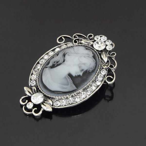 Vintage Antique Lady Brosje Pin Womens Crystal Rhinestones Brea
