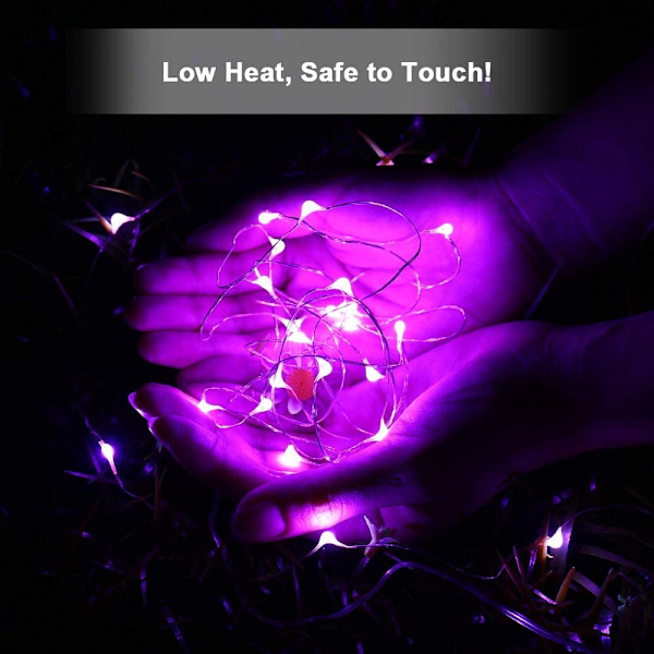 Lilla fe lys, 12 stk med 20 LED lilla lys, 6,56 f