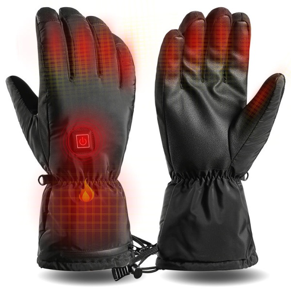 Oppvarmede hansker, Vinter elektriske varme hansker for menn kvinner, svart L
