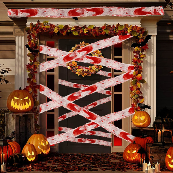 Halloween Fright Tape Bundle, 1kpl Bloody Haunted House Gauze Cre