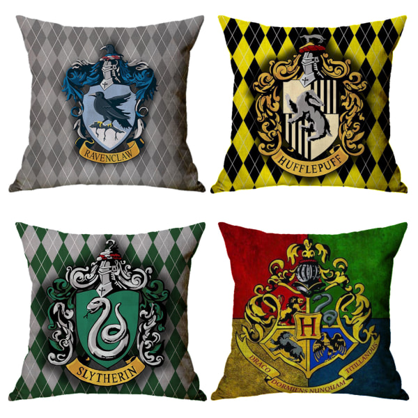 4 st Harry Potter Eldbägaren Linne Tryck Kuddfodral Kast Kuddöverdrag Hem Soffa Dekor 45 x 45cm