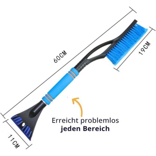 Bilsnøbørste (blå), 2 i 1 isskrape og snøbørste, avtakbar