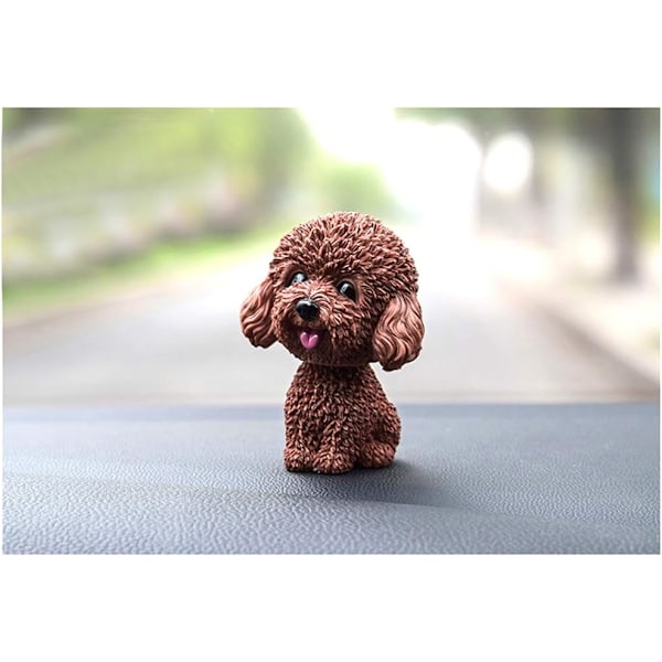 (Teddy Brown)Auto Lovable Dog Figurine Bevæger Hovedet Wobble Head Nikkende Legetøj Instrumentbræt Decora