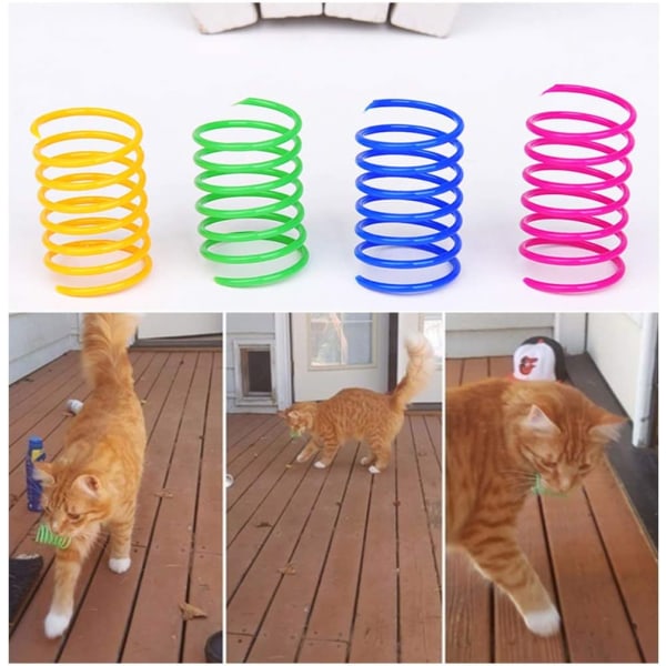 28 stykker kattefarvet plastik fjeder kattelegetøj hoppende kat t f05e |  Fyndiq