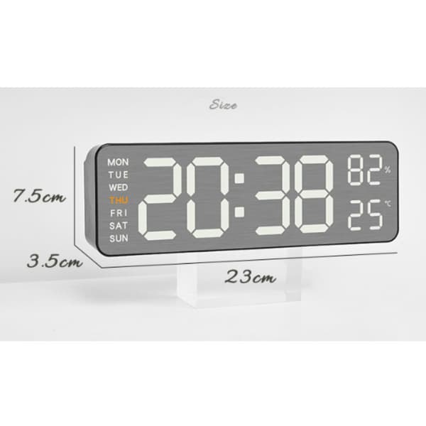 Multifunksjonell elektronisk klokke LED elektronisk vekkerklokke (rektangulær)