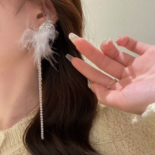 Fjer frynser øreringe kvinder designer high fashion øreringe