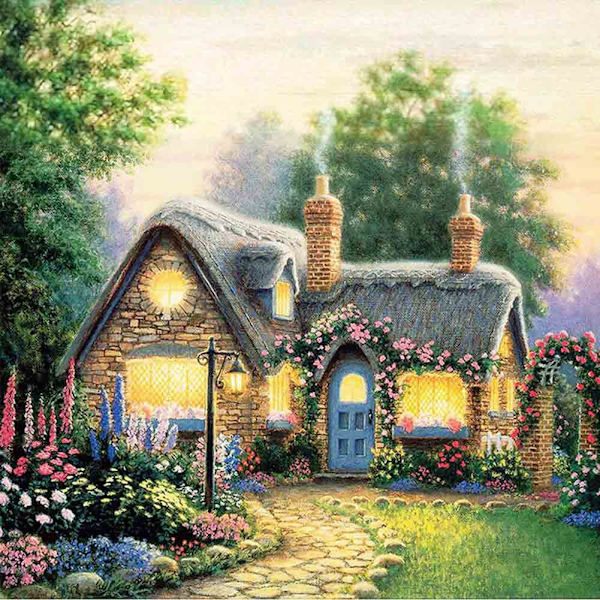 30x40cm 5D DIY Diamantmålning Full, Fairytale Cottage Series#B,D