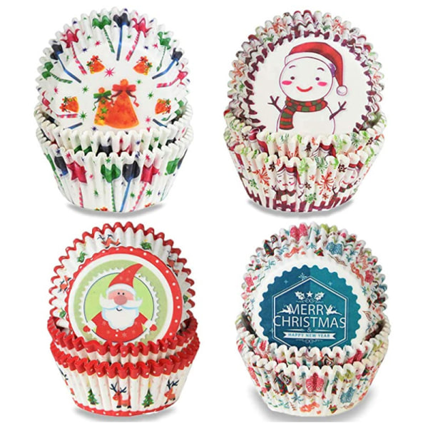 400 Pieces Christmas Elements Cupcake Liners Baking Cups Col