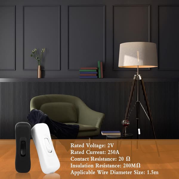 10 stk. Mellemafbryder Lampekontakt Ledning Kontakt 2A Sort Inline