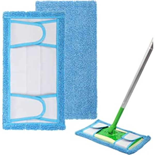 2-pack återanvändbara moppdynor, 12,5'' mikrofibermopp-påfyllningsdyna