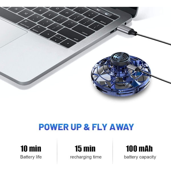 Fidget Flygande Spinner med Ljus, Handdrivna Minidroner för