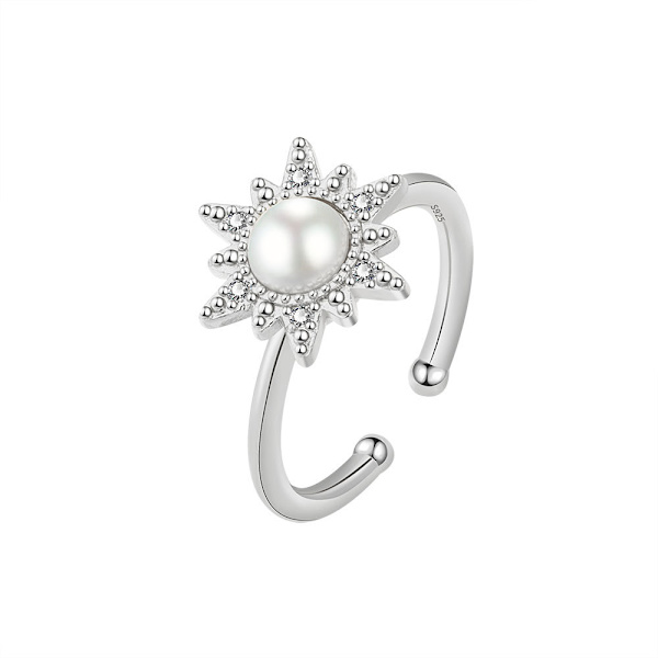 Solsikke Ring Kvinde Mode Imitation Perle Roterende Ring