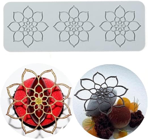 3 hål Mandala, Silikon Spetsmatta, Ätbart Sockerhantverkstryck