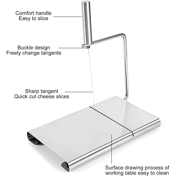Ruostumattomasta teräksestä valmistettu juustoleikkuri, juustoleikkuri 5 vaihdettavalla terällä