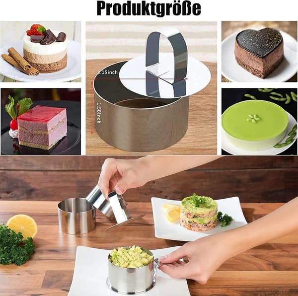 6 st kakring, kakform, kakform, rostfritt stål C