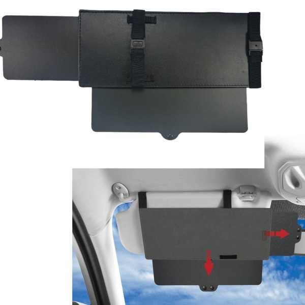 Ett vanligt svart infällbart bärbart bilsolskydd (ca 31*13cm)