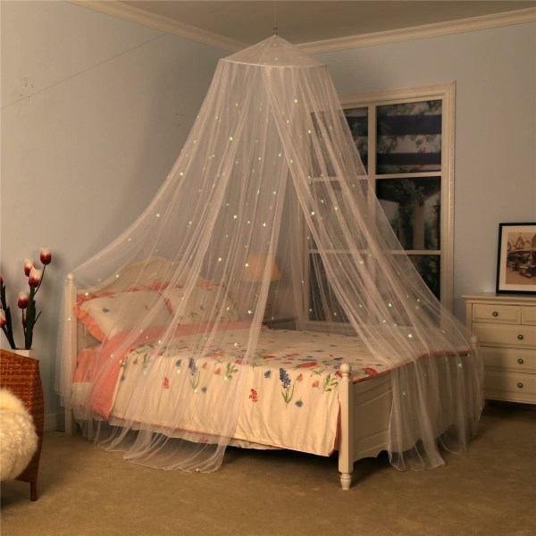 Myggenet med lysende stjerner (anvendes til senge under 1,5 meter