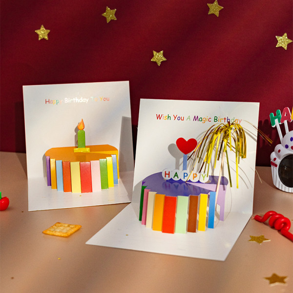 Seks fødselsdagsinvitationskort, tredimensionel velsignelse, s