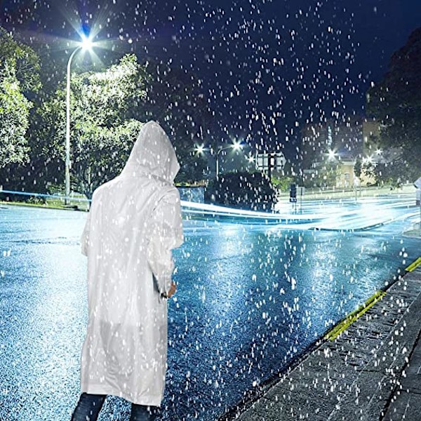 2-pack vuxenponcho vit, återanvändbar, regnrock för kvinnor, huva för