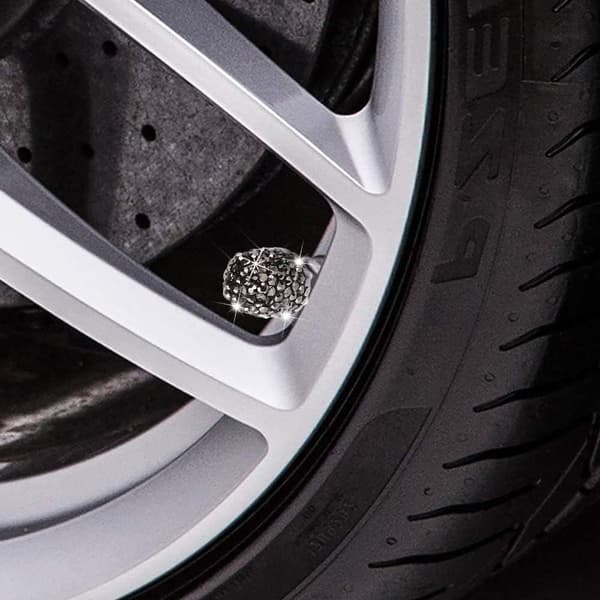 Ventilhetter, 4-pak Håndlagde Sorte Krystall Rhinestones Gen