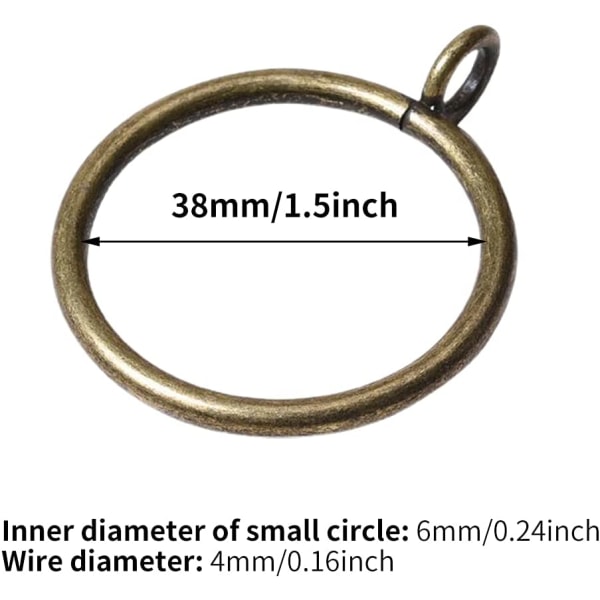 30 stk. 38mm sorte gardinringe med øjer til gardinstang,