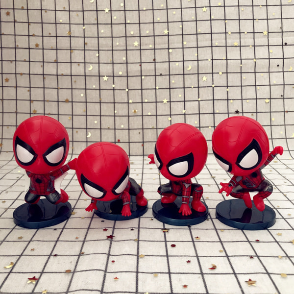 4 stk. Spider-Man bilpynt figurer hånddukker anime