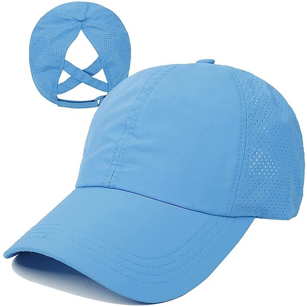 Womens Criss Cross Ponytail Baseball Cap Adjustable High Mes