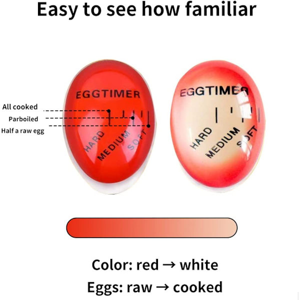 Sett med 4 fargeskiftende eggtimer, kjøkken eggtimer, medium hard fargeskiftende eggtimer, egnet