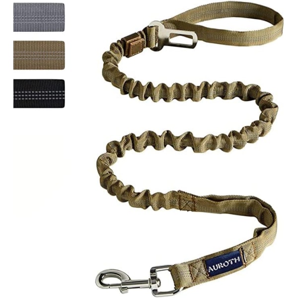 Medium to large size reflective leash with elastic harness loop