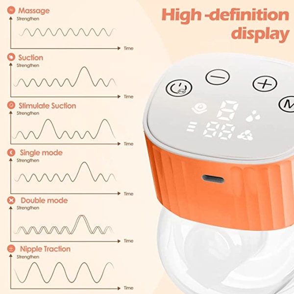 Brystpumpe (oransje), bærbar elektrisk brystpumpe med 3 moduser