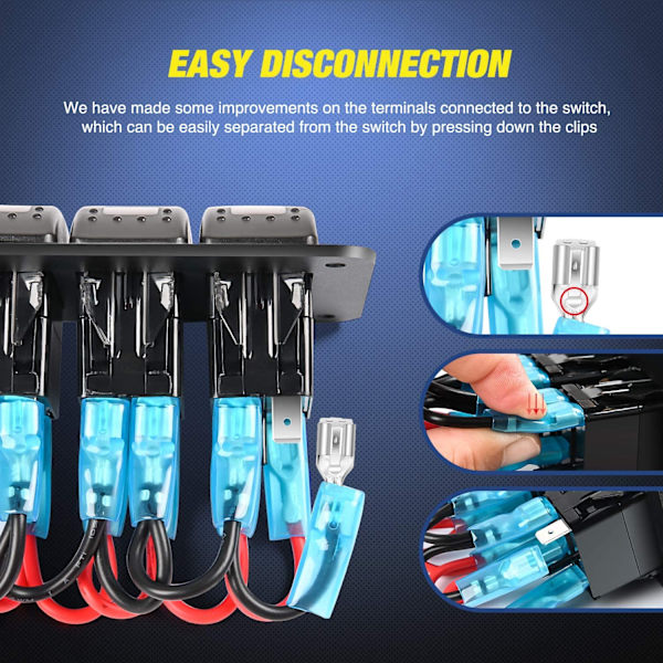 Gang Aluminium Panel Toggle Dash 5 Pin On/Off Pre-Wired Rocker Sw