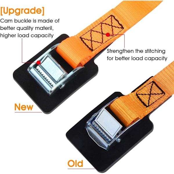 (4-pak) Robuste 2,5 cm * 6,1 m Surringsstropp Lastestropp Cargo Tie