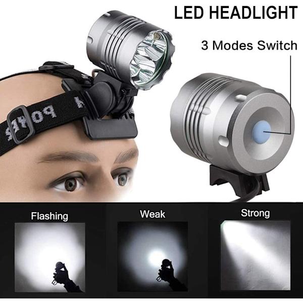 Sykkellys, 6000 lumen 5 LED sykkellys, vanntett terrengsykkellys foran med 6400 mAh oppladbart batteri, 3 moduser frontlykt