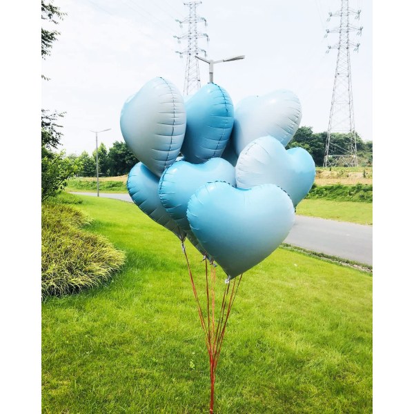 25 pakke blå hjerteformede folieballonger Bursdag Valentinsdag