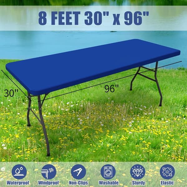Set med 2 Rektangulära Picknickdukar, för 8 Fots Bord blue 30"x96"