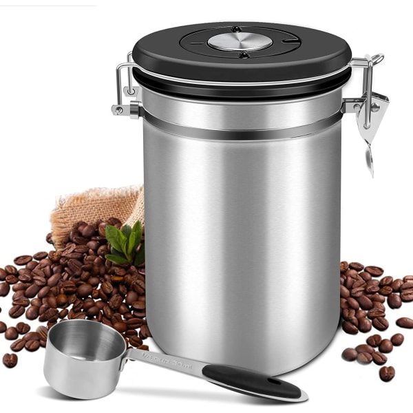 Lufttæt kaffemaskine, kaffebank, rustfrit stål, 1,5L opbevaring