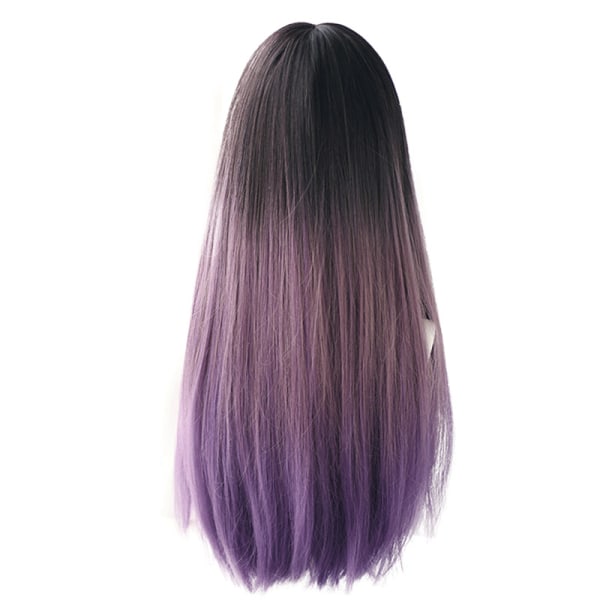 Gradual Color Long Straight Hair Wig Women's Headpiece Fashi