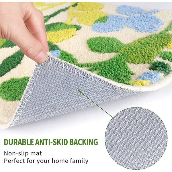 Grön badrumsmatta, blad badrumsmattor mikrofiber tropisk bad