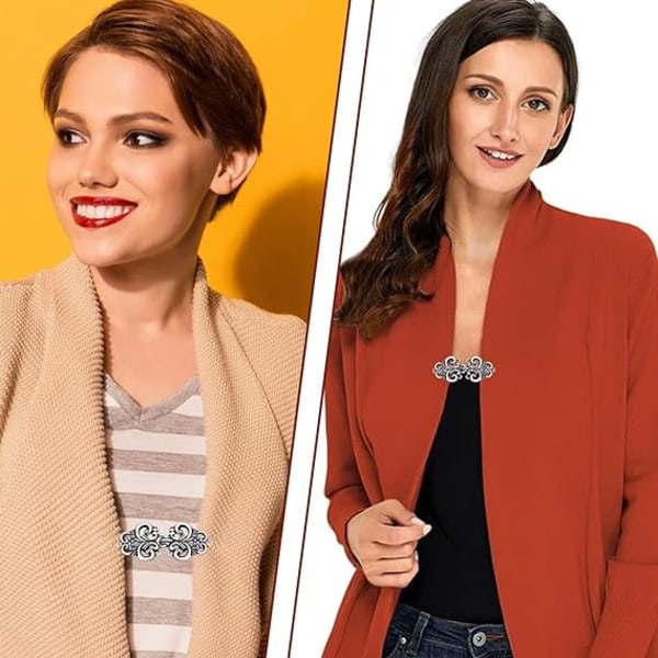 4 stk Vintage Genser Sjal Klips Retro Swirl Cardigan Cape Pin An B
