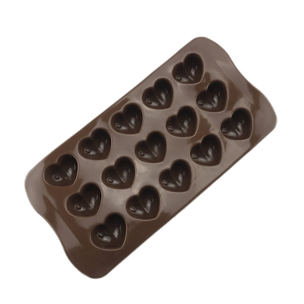15-huls hjerteformet chokoladeform, sæt med 4 stk. silikoneform