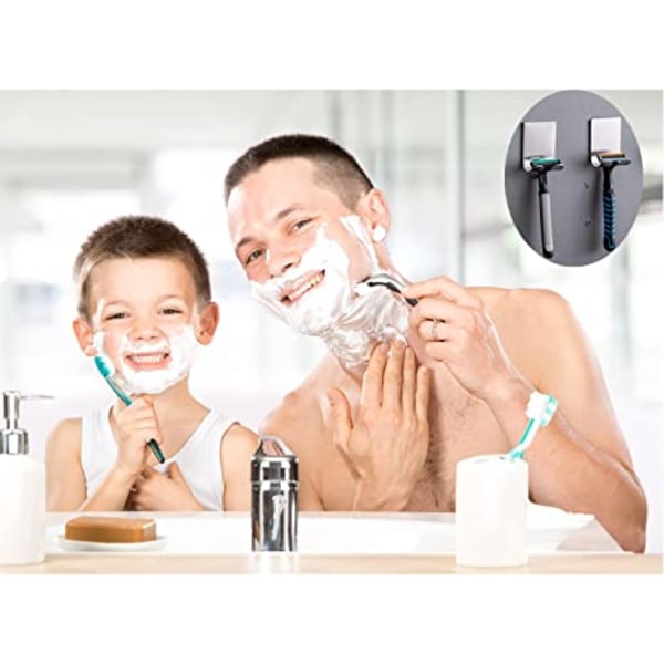 Holder Shaver Hook Hanger Stand(2 Pack)Selvklæbende Rustfrit S