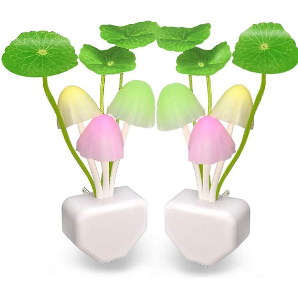 [2 Pack] Plug In Led Svamps Nattlampa Med Skymning Till Gryning